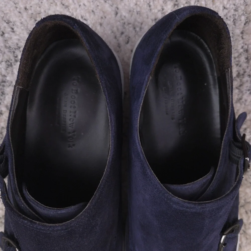 To Boot New York Sneakers Men Size 8.5 Suede Double Monk Strap Navy Blue Buckle